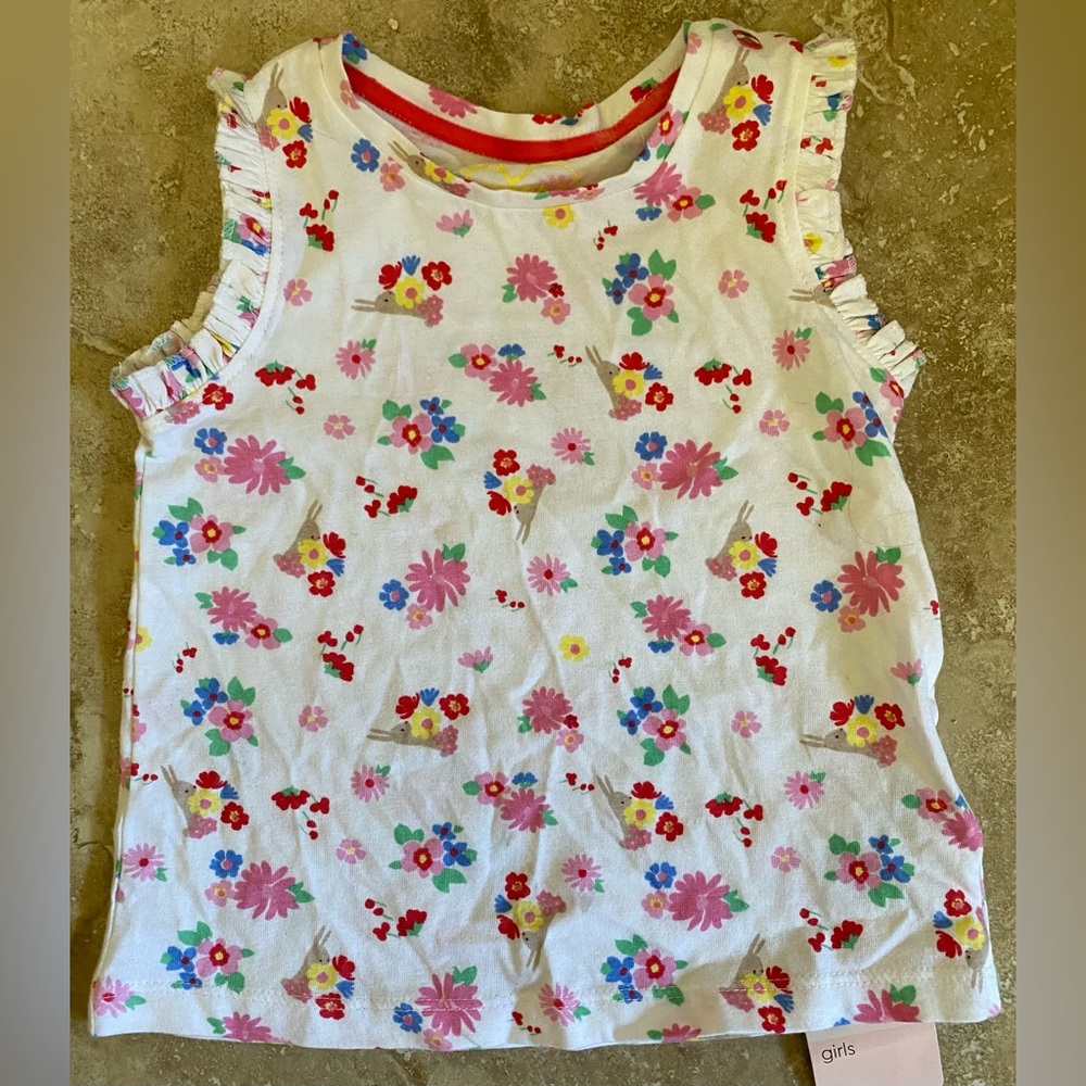 Baby Girl 9-12 Months Tank Top Summer Flower Floral NEW